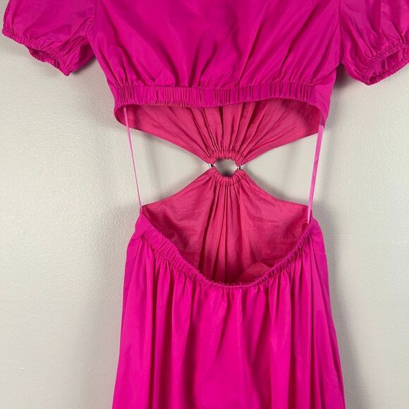 STAUD Calypso O-Ring Cutout Midi Dress Bougainvillea Pink - Picture 6 of 9